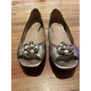 Kate Spade Champagne Bindi Peep Toe Flat, size 10